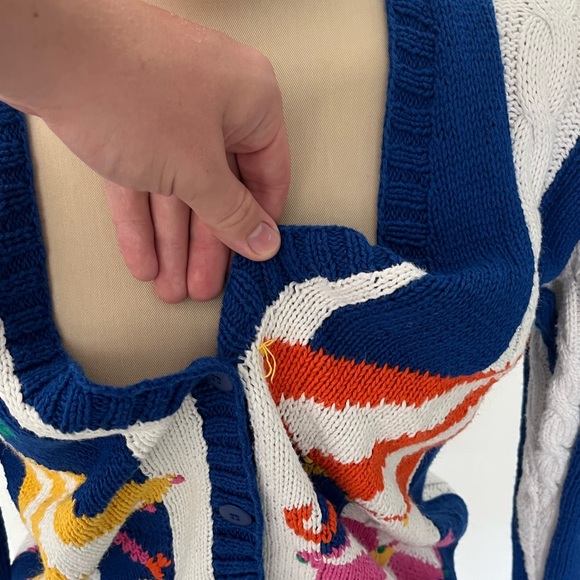 Vintage Picone Sport Umbrellas Cardigan Women M Hand Knitted Button Up - Picture 7 of 7